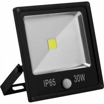 Прожектор c встроенным датчиком квадратный, 1COB*30W, 230V черный (IP65), LL-862