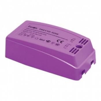 Трансформатор электронный понижающий, 230V/12V 50W пластик розовый, TRA110