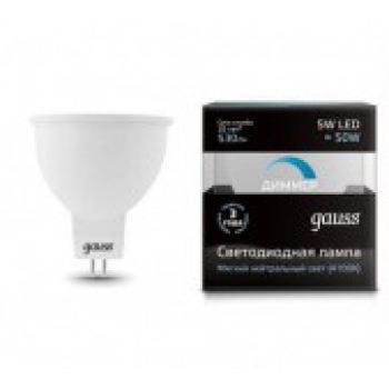 Лампа светодиодная Gauss LED MR16 GU5.3-dim 5W 4100K диммируемая