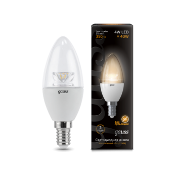 Лампа светодиодная Gauss LED Candle Crystal Clear E14 4W 2700К 1/10/50