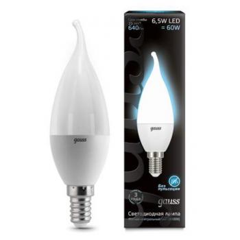 Лампа светодиодная Gauss LED Candle tailed E14 6.5W 4100K 1/10/50