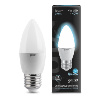 Лампа светодиодная Gauss LED свеча металл 4W E27 4100K (нейтральный свет)