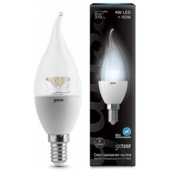 Лампа светодиодная Gauss LED Candle Tailed Crystal Clear E14 4W 4100K 1/10/50